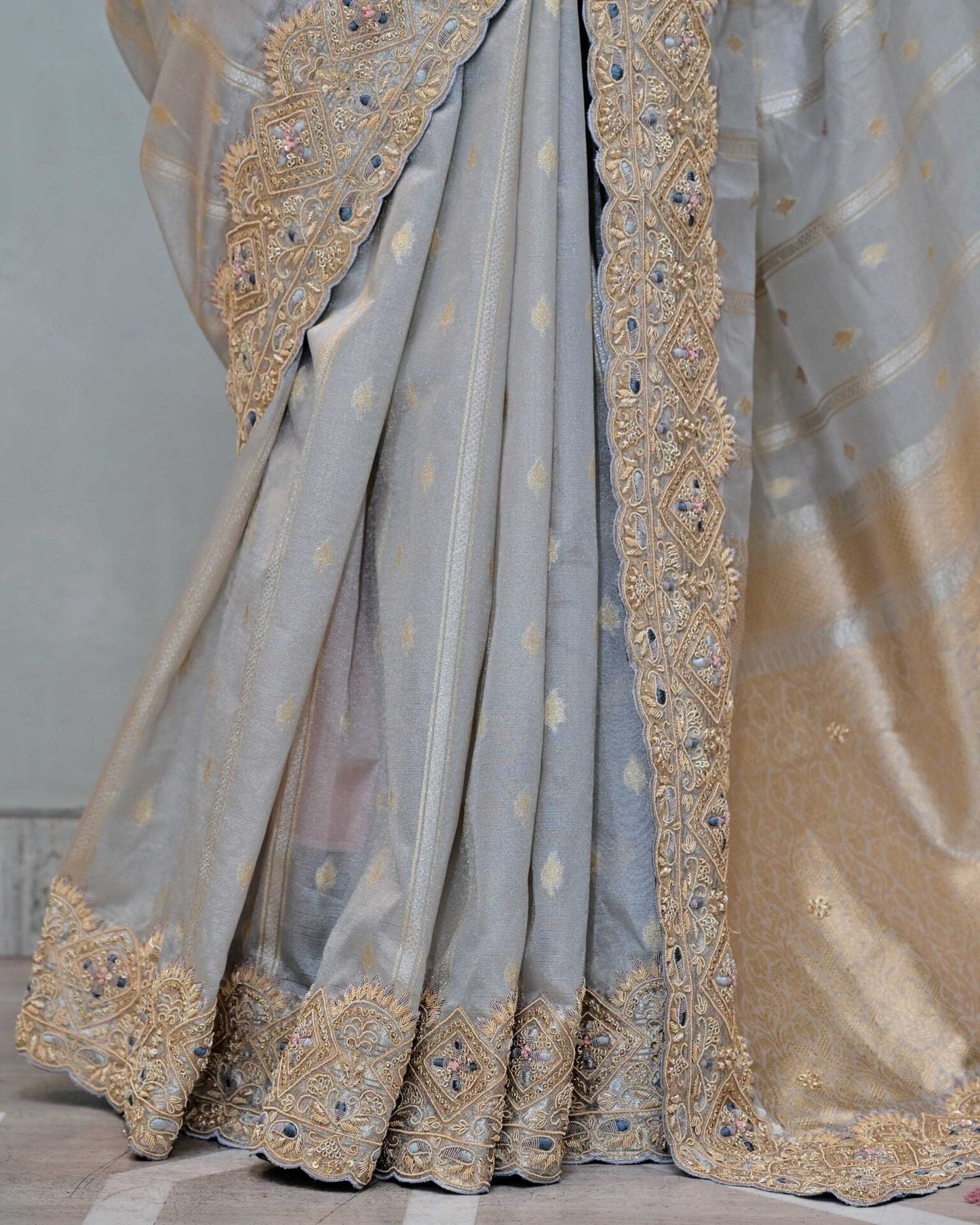 Gold Tissue Kora Saree image 4