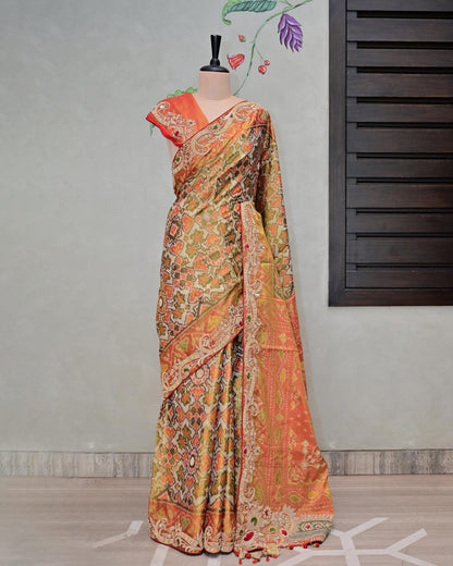 White Tissue Patola Saree image 2