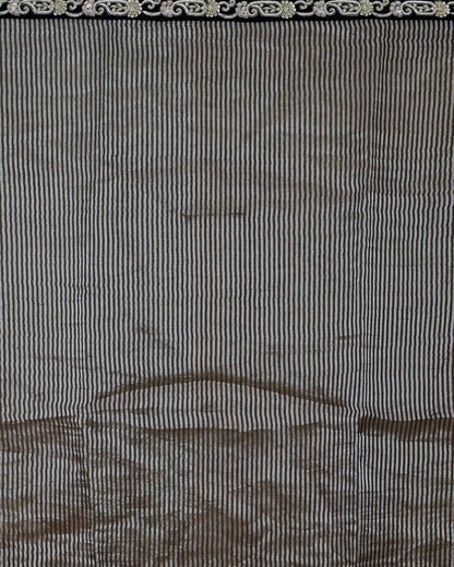 Black Organza Saree with Self Design and Work Border image 5