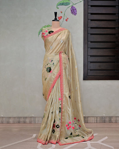 Tissue Saree with Patchwork image 0