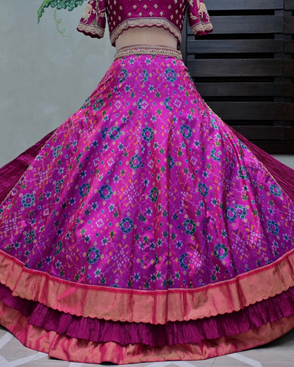 Three-Layer Patola Lehenga with Organza Dupatta image 3