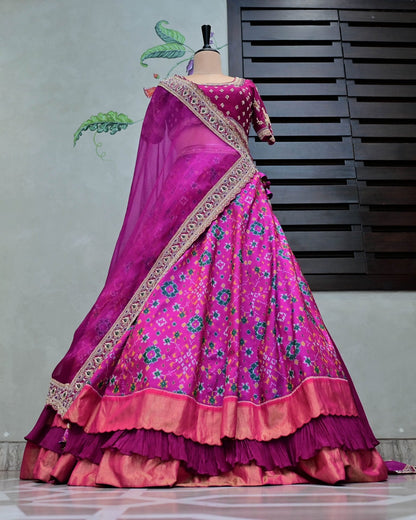 Three-Layer Patola Lehenga with Organza Dupatta image 1