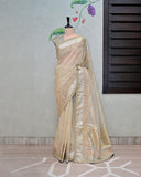 Tissue Weave Saree with Double Border image 1
