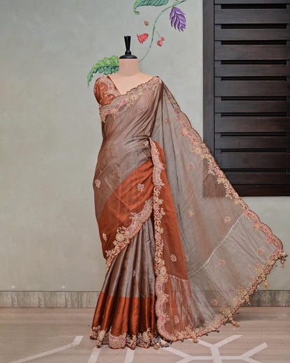 Two-Tone Bronze Tissue Saree image 0