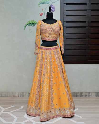 Mustard Yellow Lehenga with Gota Work image 1
