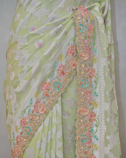 Lime Green Khaddi Saree image 2