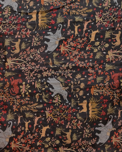 Maroon Silk Saree with Jungle Border image 1