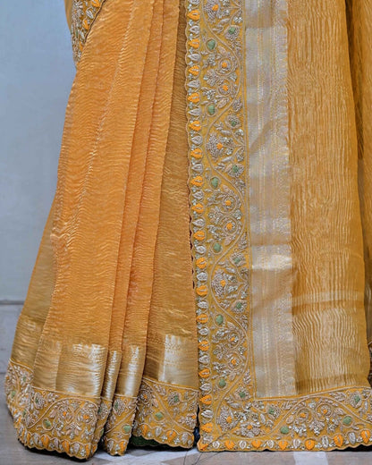 Yellow Crush Tissue Saree image 4