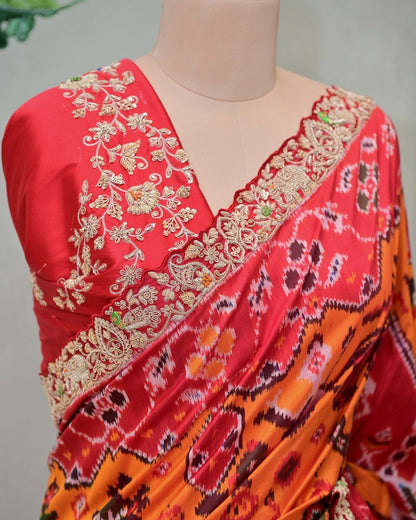 Rust Patola Elephant Border Saree image 4