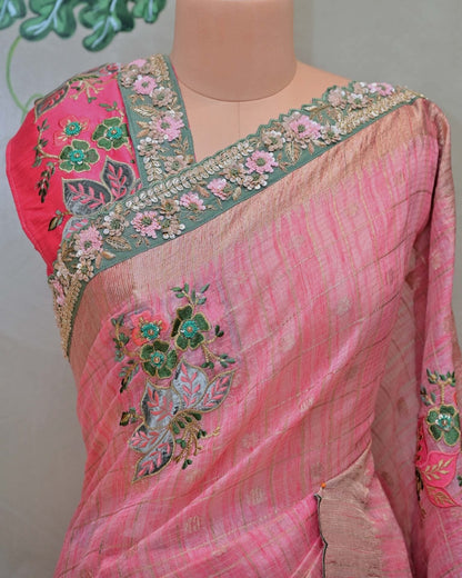 Pink Handloom Check with Matha Patti Border image 1