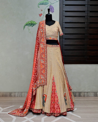 Golden Tissue Lehenga with Bandhej Dupatta image 4