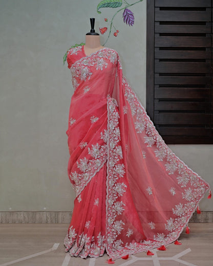 Tomato Tissue Saree image 0