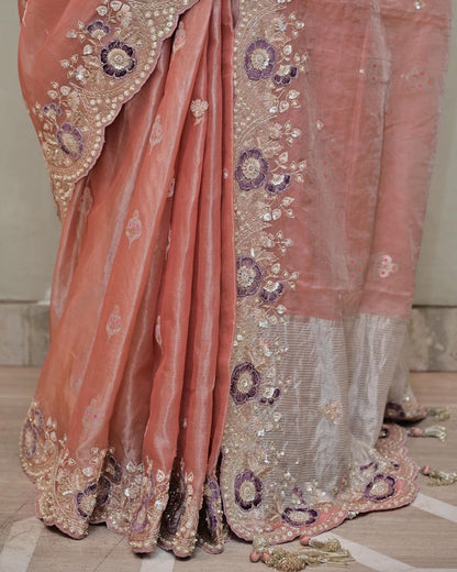 Chanderi Tissue Saree with Booty Work image 3