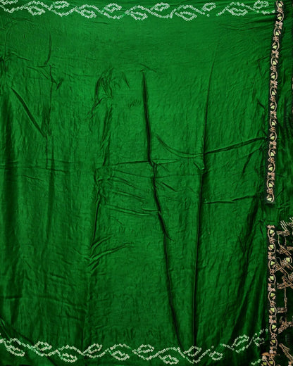 Green Ghatchola Saree with Frill Border image 5