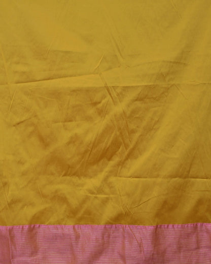 Peach Handloom Saree with Yellow Border and Matching Blouse image 5