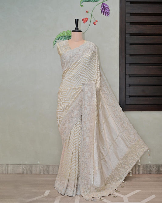 Beige Khaddi Saree image 0