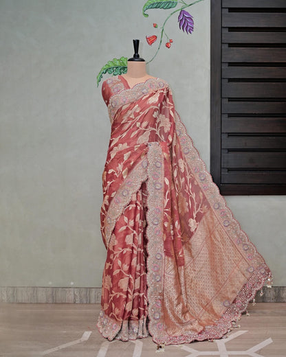 Falsa Tissue Khaddi Saree image 1