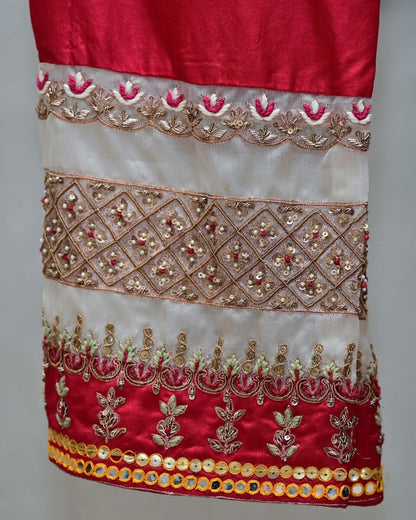 Red Silk Suit with Embroidered Pants image 4