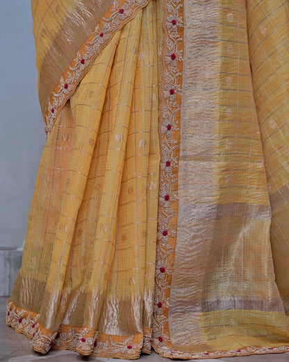 Yellow Handloom Saree image 4