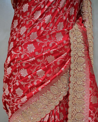 Red Benarasi Silk Saree image 2