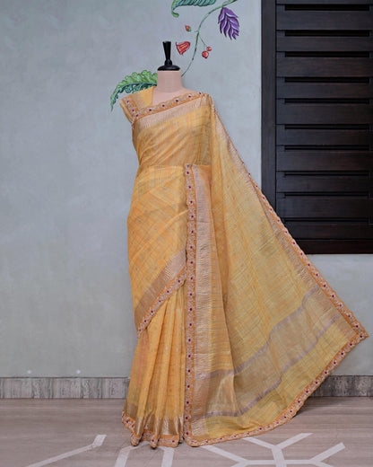 Yellow Handloom Saree image 1