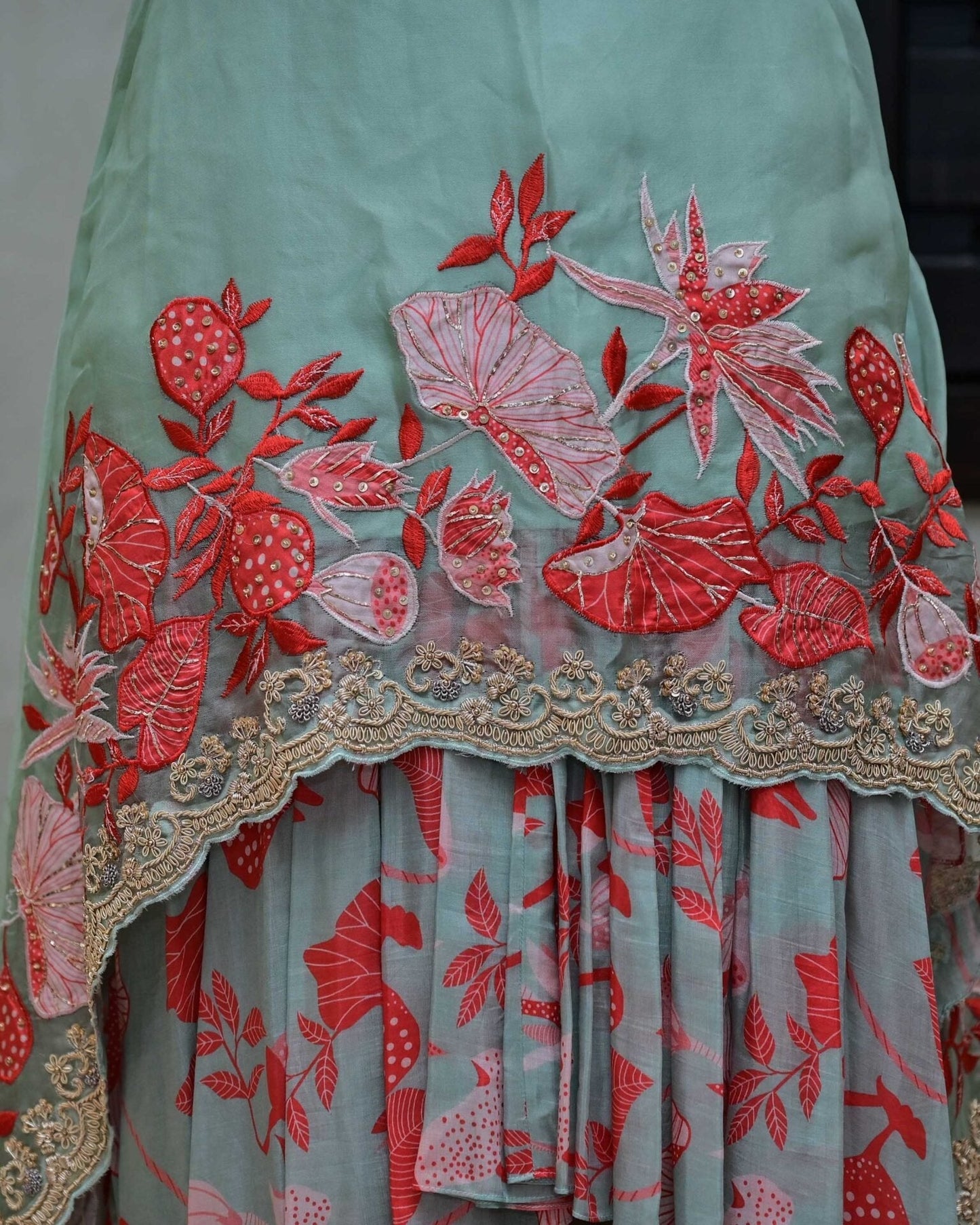 Indo-Western Two-Piece Set with Printed Dhoti image 3