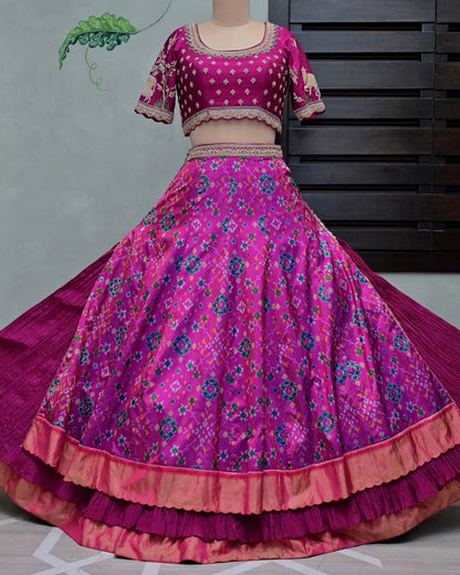 Three-Layer Patola Lehenga with Organza Dupatta image 4