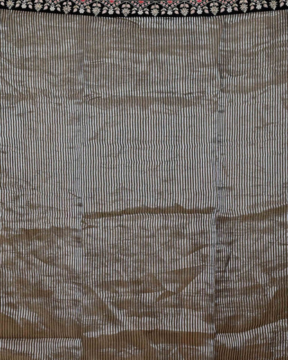 Black Organza Saree with Self Design and Work Border image 5