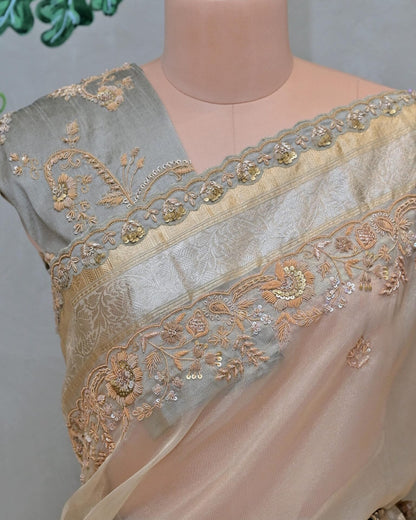 Tissue Weave Saree with Double Border image 2