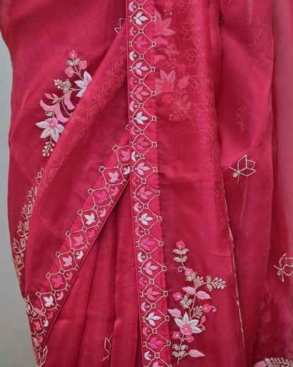 Pink Organza Saree image 3