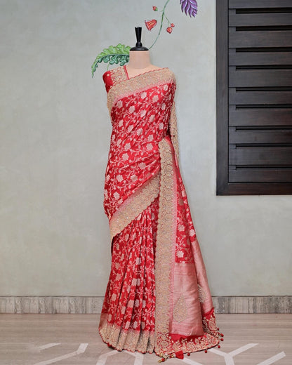Red Benarasi Silk Saree image 4
