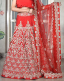 Red Silk Bridal Lehenga image 2