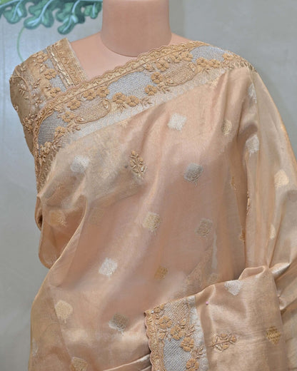 Tissue Saree with Abstract Border image 2