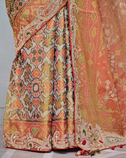 White Tissue Patola Saree image 4