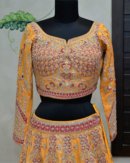 Mustard Yellow Lehenga with Gota Work image 2