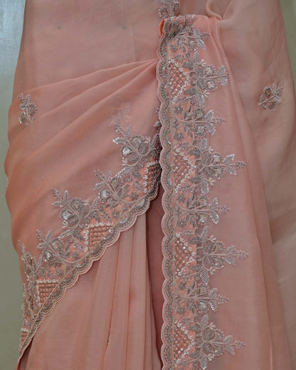 Peach Organza Saree image 3