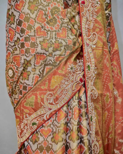 White Tissue Patola Saree image 3
