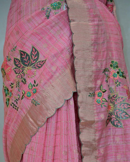 Pink Handloom Check with Matha Patti Border image 2