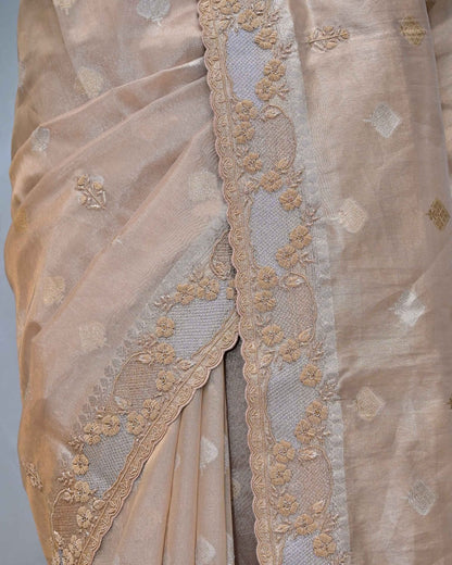 Tissue Saree with Abstract Border image 3