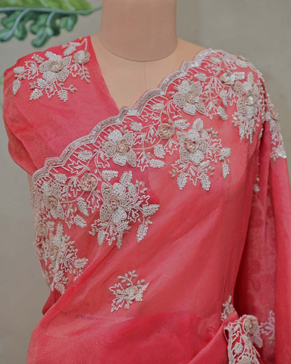 Tomato Tissue Saree image 1