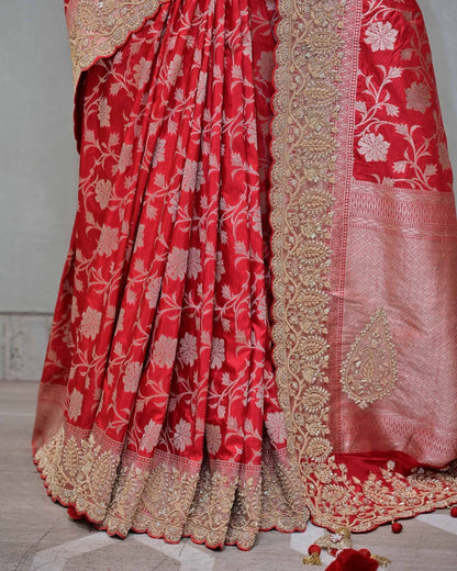Red Benarasi Silk Saree image 3