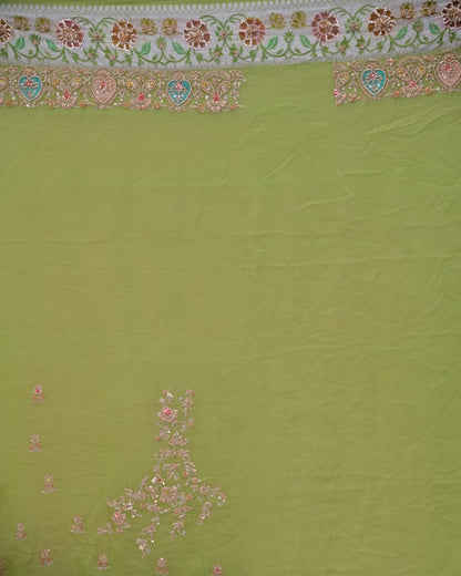 Lime Green Khaddi Saree image 5