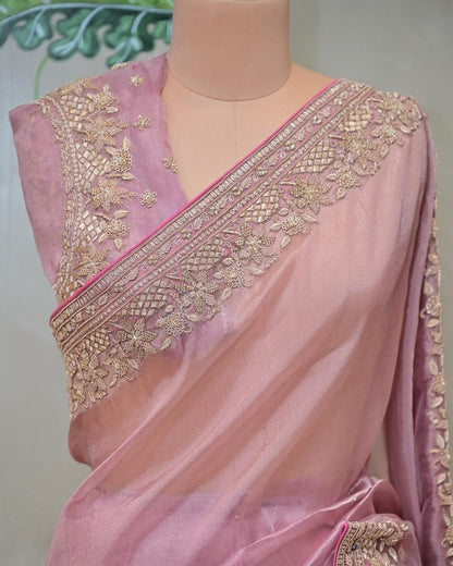 Pink Tissue Saree image 2