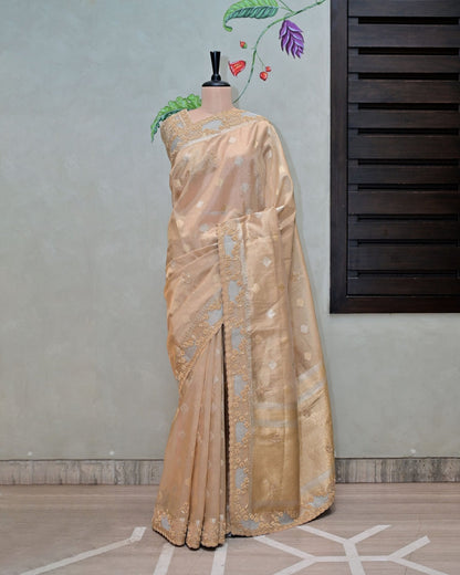 Tissue Saree with Abstract Border image 0