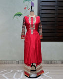 Red Silk Suit with Embroidered Pants image 0