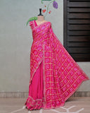 Pink Ghatchola Saree with Frill Border image 1