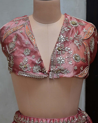 Tissue Lehenga with Striped Dupatta image 3