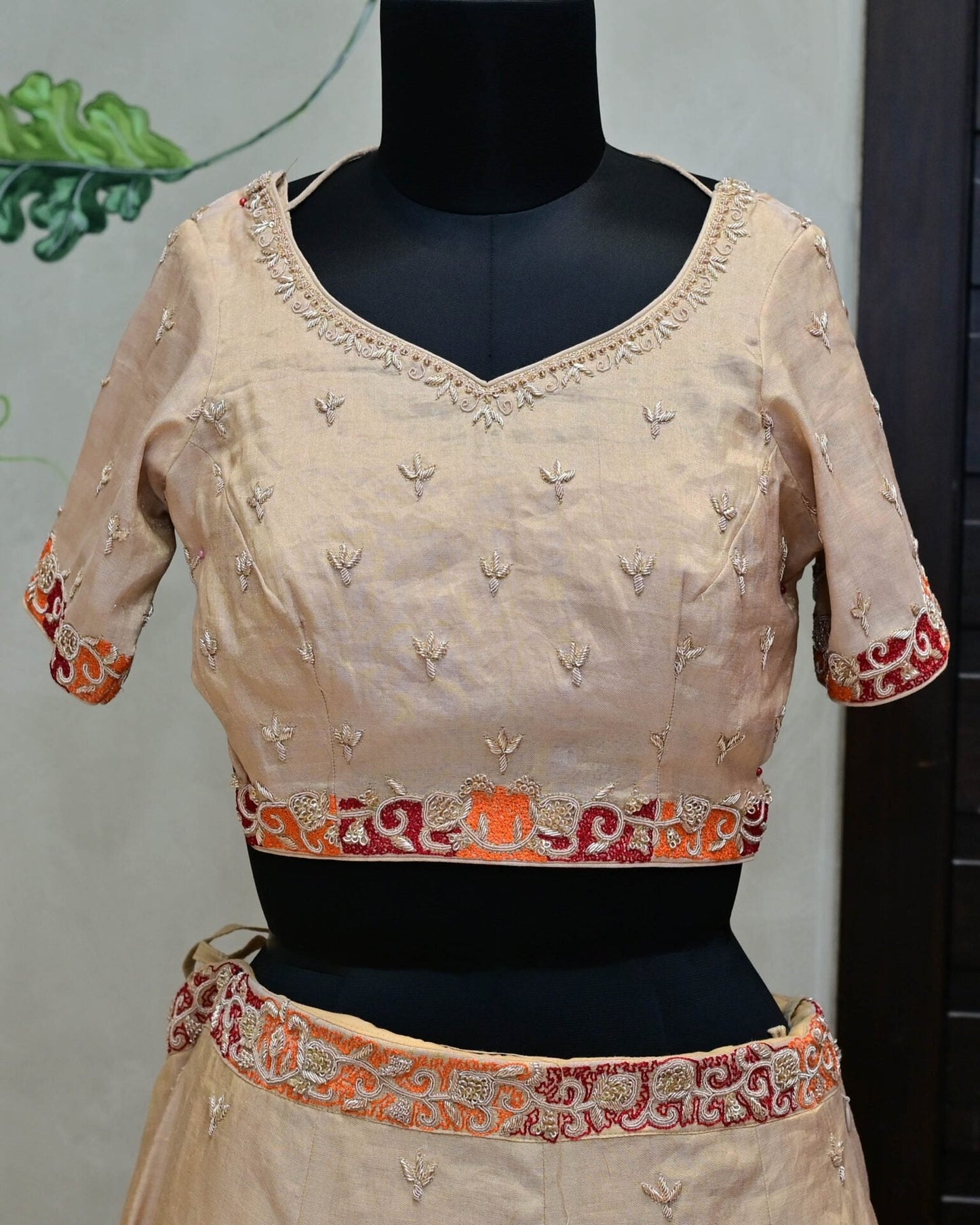 Golden Tissue Lehenga with Bandhej Dupatta image 2