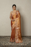 Rust Tissue Silk With Aari & Zardozi Work