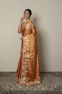 Rust Tissue Silk With Aari & Zardozi Work